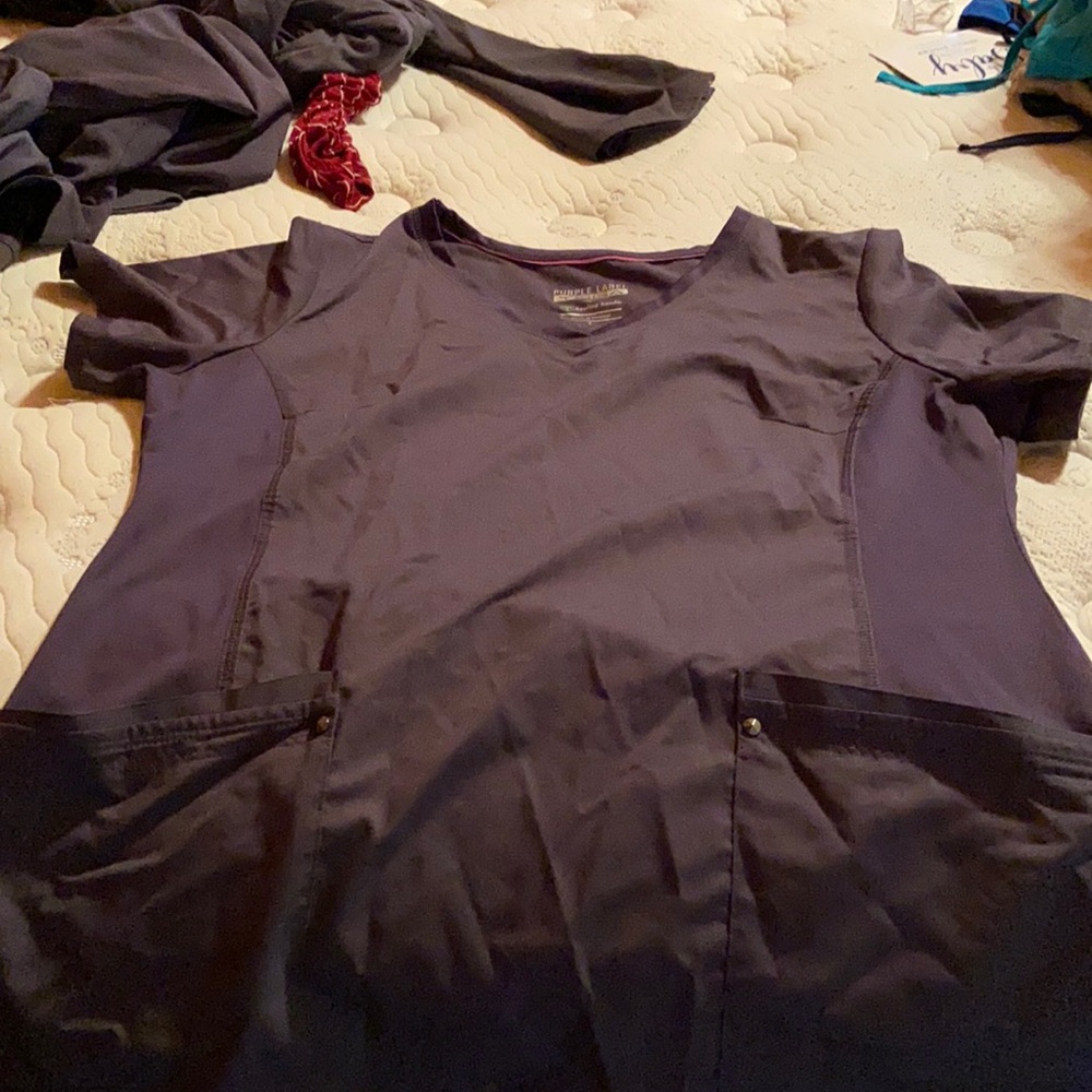 Grey Purple Label Yoga by Healing Hands Scrub top